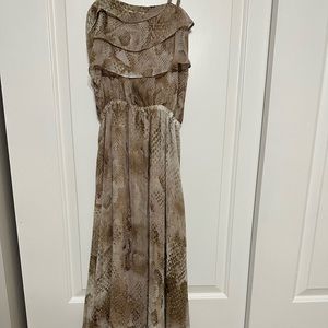 Cream and gold snake skin maxi dress